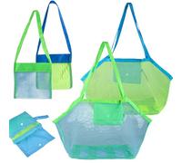 4 Stück Strandspielzeug Tasche Groß, Faltbar Wiederverwendbar Netztasche Sandspielzeug, Kann Wasserspielzeug Sandspielzeug Tasche für Strand Picknick Schwimmbad Wäschesack Familie Urlaub