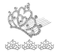 4 Stück Strasskrone Haarkamm aus Legierung für Tanz und Bühne | Weißes Kronen Design, Funkelnder Schmuck für Blumenmädchen und Geburtstagskinder, Sicherer Halt