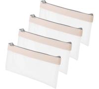 4 Stück Tpu Transparentes Stifteetui für Schüler und Büro in Beige | Starkem Reißverschluss, Saubere Nähte, Leicht in Tasche oder Aktentasche