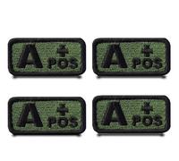 4 Stück Typ A+ positiv Taktisch Grün Lustig Flagge Patch Abnehmbare Aufnäher mit Stickereiverschluss Taktisch Militär Patch Applikation für Kleidung Taschen Weste Jacke Rucksäcke