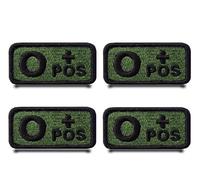 4 Stück Typ O+ positiv Taktisch Grün Lustig Flagge Patch Abnehmbare Aufnäher mit Stickerei Taktisch Militär Patch Applikation Für Taschen Weste Jacke Rucksäcke Kleidung