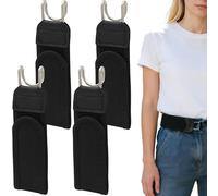 4 Stück Unsichtbarer Elastischer Gürtel Ohne Schnalle für Herren Damen, Verstellbarer Taktischer Metallhaken Gürtel mit Klettverschluss, Schnallenloser Gürtel für Beruf Freizeit Business (Schwarz)