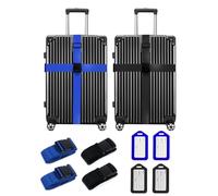 4 Stück Verstellbare Koffergurte für Reisekoffer, Strapazierfähige 5cm Breite Gepäckgurte, Premium Kofferband Set für 20″-32″ Koffer, Sicherheitsgurt & Reisezubehör