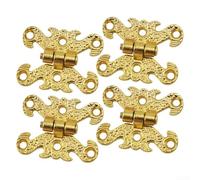 4 Stück Vintage Schrankscharniere mit Gravur-Design, Zinklegierung, Box-Scharniere 39 x 30 mm für Holz-Schmuckschatulle, Schubladentür, Gold