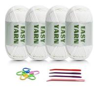 4 Stück Weißes Garn Set Anfänger Häkeln Stricken Zubehör Maschen