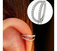4 Stücke/1 Stück Doppellagige runde Knorpel-Ohrringe/Nasenringe, Y2K Edelstahl Septum Nasenring Piercing Schmuck, modisches silbernes Ohrring-Set, kün