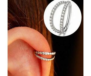 4 Stücke/1 Stück Doppellagige runde Knorpel-Ohrringe/Nasenringe, Y2K Edelstahl Septum Nasenring Piercing Schmuck, modisches silbernes Ohrring-Set, kün