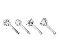 4 STÜCKE Chirurgenstahl Herz Nasenring Stud Pack Stern L Form Nasenpiercing Stud Set Quadratische Nasenringe Set Piercing Nariz Lote Nice and clever