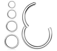4 Stücke Nasenringe Creolen,Kucheed 316L Chirurgischer Stahl Klapp Clicker Segment Septum Ring Helix Knorpel Nase Lippenringe Body Piercing Schmuck,18G-16G 6/8/10/12mm Turm Ohrringe für Frauen Männer