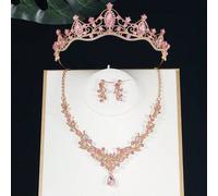 4 Stücke Schmuckset für Teenager, Prinzessinnen Halsketten Set, Kronen Halsketten Set, Kristall Blumen Tiara Party Haarschmuck, Luxus Kronen Halskette