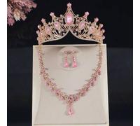 4 Stücke Schmuckset für Teenager, Prinzessinnen Halsketten Set, Kronen Halsketten Set, kristallklassige Blumenmädchen Party Haarschmuck, Luxus Kronen