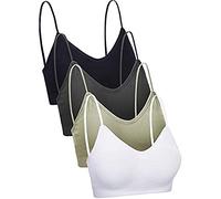4 Stücke V Hals Cami Top BH Gepolstert Nahtlose Bralette Träger Schlafen BH für Damen Mädchen (Einfach Stil, S-M)