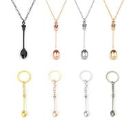 4-Teilige Löffel-Halskette Und 4-Teiliger Löffel-Schlüsselanhänger, Kreativer Styling-Schmuck, Mini-Löffel-Schmuck, Modeaccessoires