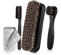 4-teiliges Rosshaar-Glanz-Schuhbürsten-Set, Politur, Dauber-Applikatoren, Reinigung von Leder, Schuhen, Stiefeln, Pflegebürsten, Wildleder-Reinigungsbürste mit Mikrofaser-Schuhtuch (4 Stück, schwarz)