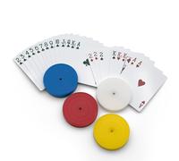 4-teiliges rundes Kartenetui in Rot, Wei , Gelb und Blau