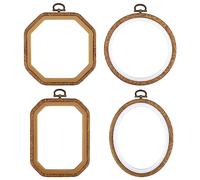 4-Teiliges Stickrahmen Set, Holzimitat Stickrahmen Kreis Oval Rechteckig Achteckig Stanznadelrahmen für Kunsthandwerk Nähen, Hängende Ornamente