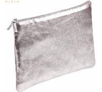 4 x Clairefontaine Schlampermäppchen Leder flach 22x11cm silver
