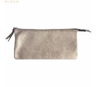 4 x Clairefontaine Tasche Feder groß mit 2 Fächern Leder 22x11cm gold