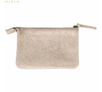 4 x Clairefontaine Tasche Feder klein Leder mit 2 Fächern 13x9cm gold