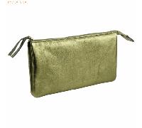 4 x Clairefontaine Tasche groß/flach Leder mit 2 Fächern 22x11cm green