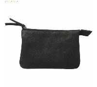 4 x Clairefontaine Tasche klein flach Leder mit 2 Fächern 13x9cm schwarz