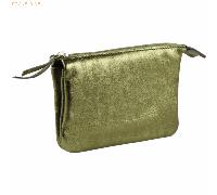 4 x Clairefontaine Tasche klein Leder mit 2 Fächern 13x9cm green