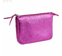 4 x Clairefontaine Tasche klein Leder mit 2 Fächern 13x9cm raspberry