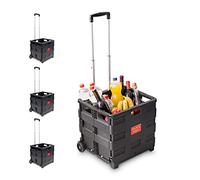 4 x Einkaufstrolley, Klappbar, Einkaufsroller bis 35 kg, Verstellbarer Griff, Mit Rollen, HBT: 100 x 42 x 37 cm, schwarz