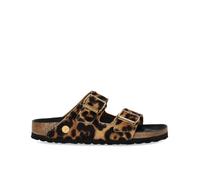 40 BIRKENSTOCK ARIZONA FUR HEX LEOPARD NATURAL SANDAL