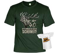 40 Geburtstag Tshirt Jäger Geschenkset 40 Jahre Sprüche : Jäger über 40 …. - Geburtstag T-Shirt 40 + Mini T-Shirt für Flaschen !! Gr: L