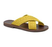 40 Gelb Emmanuela Antike griechische flache Sandalen aus Leder, hochwertige handgefertigte Slide on X Strap Sommerschuhe für Damen, Slide Sandalen mit offenen Zehen