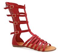 40 Korallenrot Emmanuela antike griechische Hand handgefertigte Gladiator Sandalen aus Leder, Kalb hohe Sandalen mit Reißverschluss hinten am Schaft, Riemchen flache Sommerschuhe für Frauen