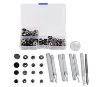 40 Sets Druckknopf Druckknopf Popper Fastener Leder Jeans Zubehör Base Tools w/Case(Schwarz)