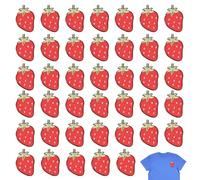 40 Stück Erdbeer-Stickerei-Aufnäher, Kinderkleidung zum Aufbügeln, Flicken zum Selbermachen, Kinder-Aufnäher, Aufbügelflicken, Jacken- und Jeans-Reparatur, Kleidungsflicken-Stoff