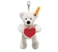 Steiff Anhänger Teddybär Lotte 12cm weiß Love, Schlüsselanhänger, kuscheliger Teddy aus Plüsch mit rotem Filzherz, Glücksbringer, ideale Geschenkidee, waschmaschinenfest