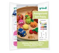 4036014354286 Max Gruendl Gründl Amigurumi Häkel Set Happy: 10 Knäuel, Häkelnadel 2,5mm + 1,5mm, Anleitung Bunt