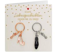 GRUSS & CO Paar-Schlüsselanhänger Motiv "Schuhe" | Geschenkset mit 2 figürlichen Anhängern, auf Geschenkkarte | Hochzeitsgeschenk, für Paare, für zwei | 71075