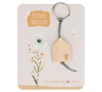 Butzon & Bercker Holz-Schlüsselanhänger Kleiner Begleiter – Eichenholz Engelgravur Lichtgrau/Messing