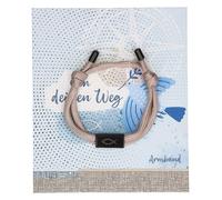 Beiges Textil-Armband mit schwarzem Fisch-Anhänger: Geh deinen Weg / Bei Hugendubel