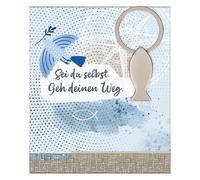 Fisch-Schlüsselanhänger aus silberfarbenem Metall: geliefert in Geschenkverpackung, 3,5 x 7,3 cm, Taschenanhänger für Jungen und Mädchen, ideal als christliches Geschenk