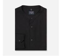 Langarmhemd OLYMP "OLYMP Casual, Regular Fit, Stehkragen", Herren, Gr. XL, Normaler Arm, schwarz, 100% Leinen, Hemden (89593435-XL) schwarz