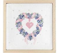 Stickpackung Gezählter Kreuzstich Herzkranz im Dekorahmen quadratisch Größe L 14 x 14 cm / Bei Hugendubel