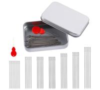 40stk Nähnadelset, Handnähnadeln mit Großem Öhr Edelstahlnadeln in 7 Größen mit Einfädler Quiltnadeln Sticknadeln für Handarbeiten