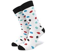 40YARDS American Football Socken mit bunten Footbällen für Fans aller Teams - Unisex für Männer, Frauen & Kinder (weiß/schwarz, 36-40)
