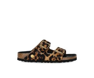 41 BIRKENSTOCK ARIZONA FUR HEX LEOPARD NATURAL SANDAL