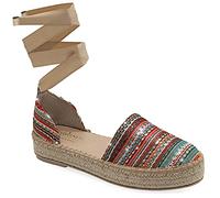 41 Mehrfarbig 2 Emmanuela Bunte Espadrilles aus gestricktem Stoff, Boho Chic-Sommerschuhe mit mittlerem Keil, hochwertige Espadrilles zum Schnüren, handgefertigt und handgenäht in Griechenland