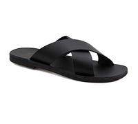 41 Schwarz Emmanuela Griechische Ledersandalen mit Kreuzriemen für Herren, hochwertige handgefertigte Herrensandalen, Herren X Riemchen Sommerschuhe