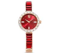 Matrix Bangle Uhr, Schweizer Produktion, Kristallarmband, Rot, Roségoldfarbenes Finish
