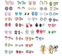 42 Paar Süßes Tier Ohrstecker, Bunte Ohrringe, Fuchs, Frosch und Pilzohrringe Ohrstecker, für Dekoration von Ohrsteckern, Tragen Sie Passende Accessoires