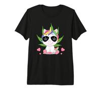420 Kiffer Einhorn mit Hippie Brille und Hanfblatt Premium T-Shirt